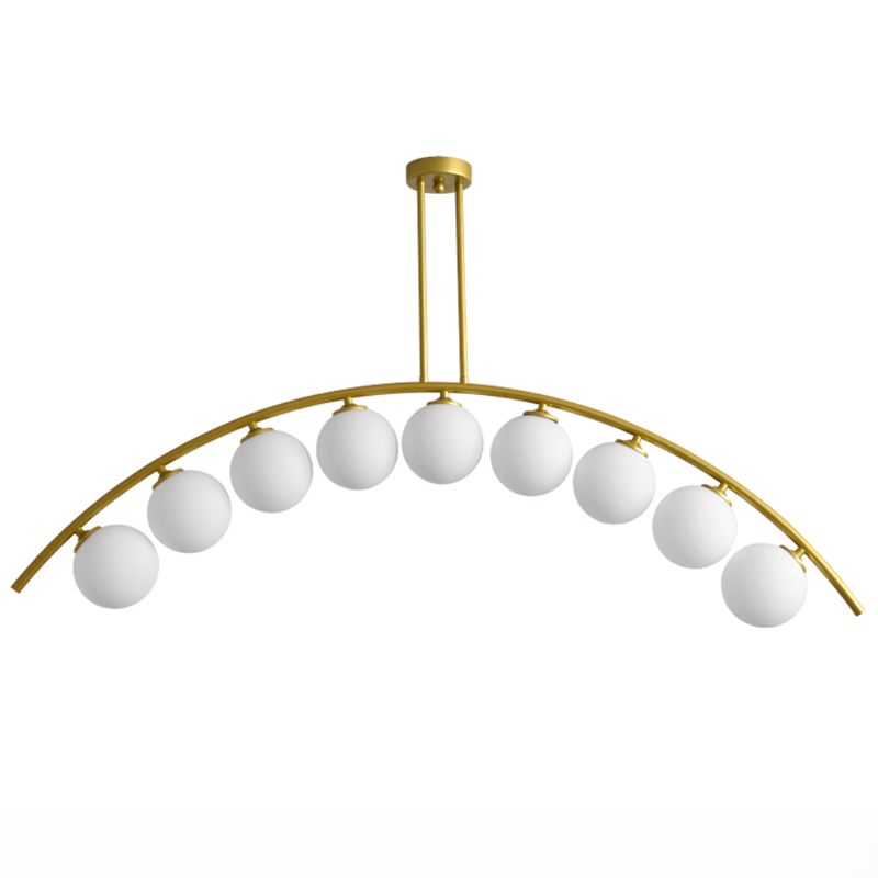 Светильник Ceiling lamp arc and balls Золотой Белое матовое стекло в Саратове | Loft Concept 