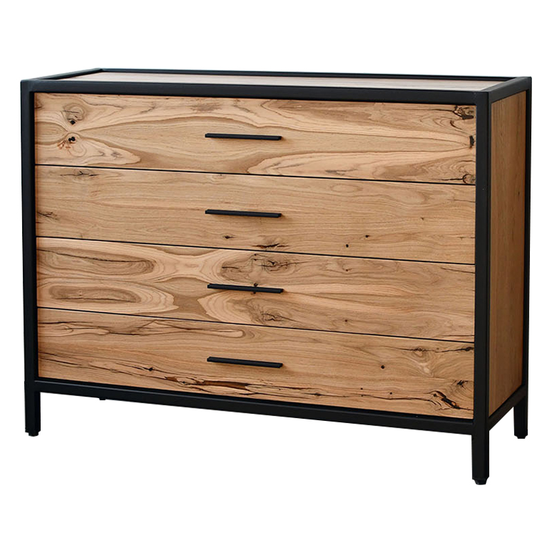 Комод в стиле лофт Irvine Industrial Metal Rust Chest of Drawers Древесина Черный в Саратове | Loft Concept 