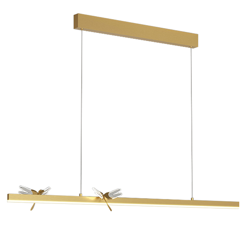 Линейный светильник со стрекозами Dragonfly Linear Chandelier Gold Золотой Прозрачный в Саратове | Loft Concept 