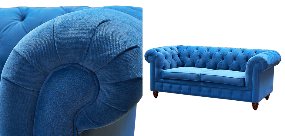 Диван Mini Kensington double blue velor Диван Mini Kensington double blue velor - Loft-Concept в Саратове