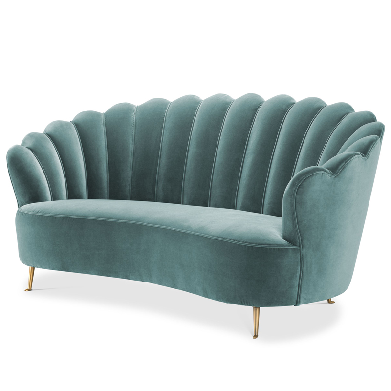 Диван Eichholtz Sofa Messina Turquoise Бирюзовый Латунь в Саратове | Loft Concept 