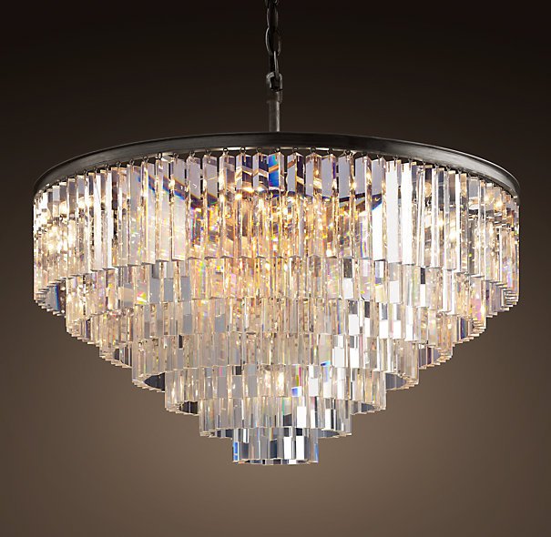 Люстра RH 1920s Odeon Clear Glass Fringe Chandelier - 80, 110 Черный в Саратове | Loft Concept 