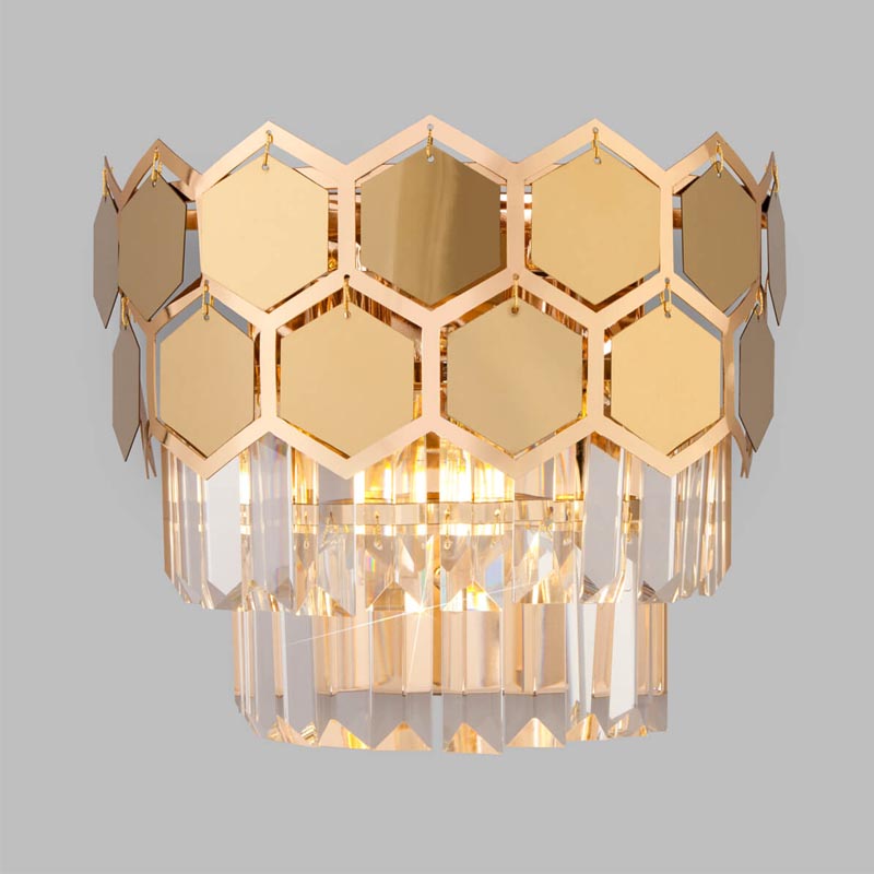 Бра Hanging Hexagon Moira Sconce gold Прозрачный (Transparent) Золотой в Саратове | Loft Concept 