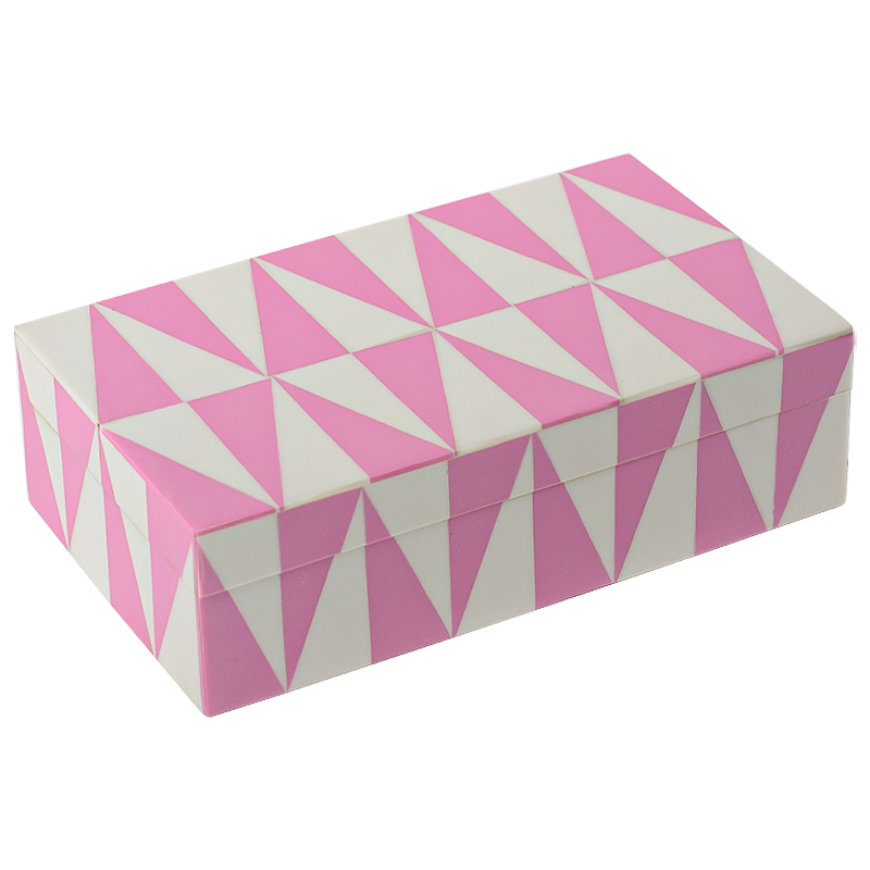 Шкатулка Pink Triangles Bone Inlay Box Розовый Белый в Саратове | Loft Concept 