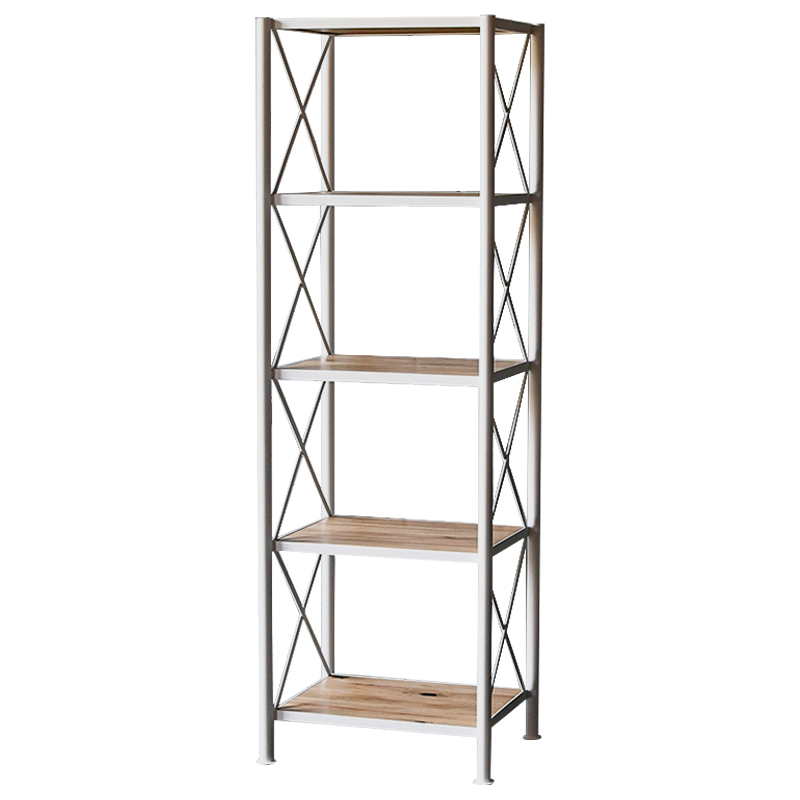 Стеллаж Pheobe White Industrial Metal Rust Rack Белый Древесина в Саратове | Loft Concept 