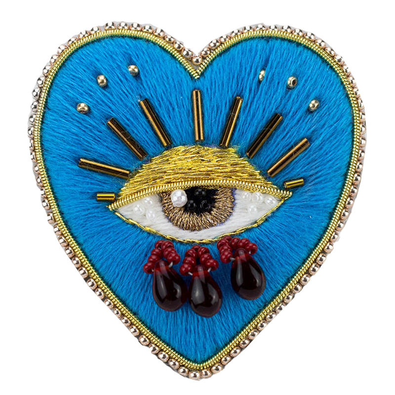 Авторская Брошь Синее Сердце Королевы Brooch Blue Heart Queen Синий в Саратове | Loft Concept 