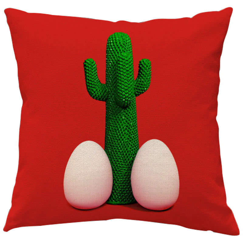 Декоративная подушка Seletti Cushion God Cactus Красный Зеленый Белый в Саратове | Loft Concept 