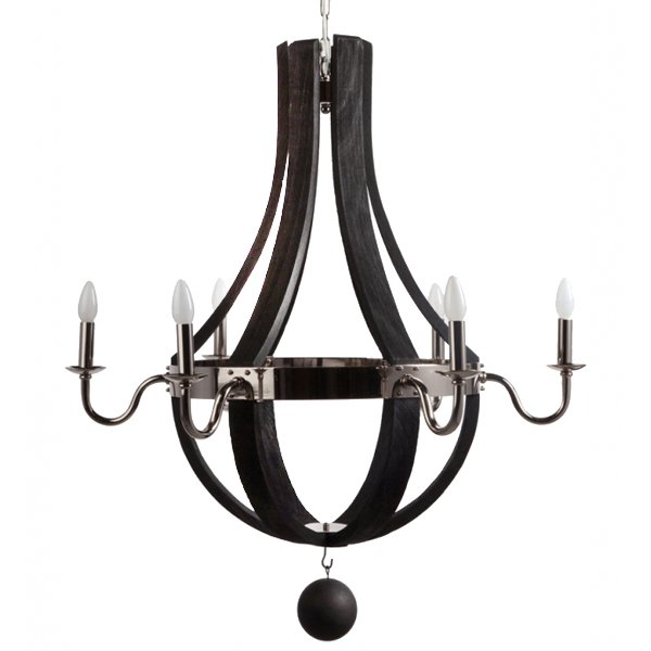 Люстра RH Wine Barrel chandelier Polished nickel Черный в Саратове | Loft Concept 