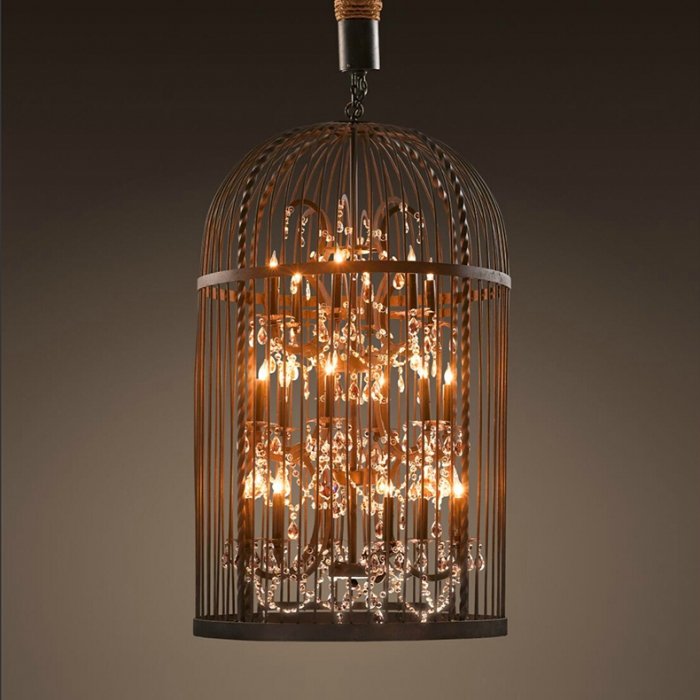 Люстра Steampunk Birdcage Chandelier Искусственная бурая ржавчина Черный в Саратове | Loft Concept 