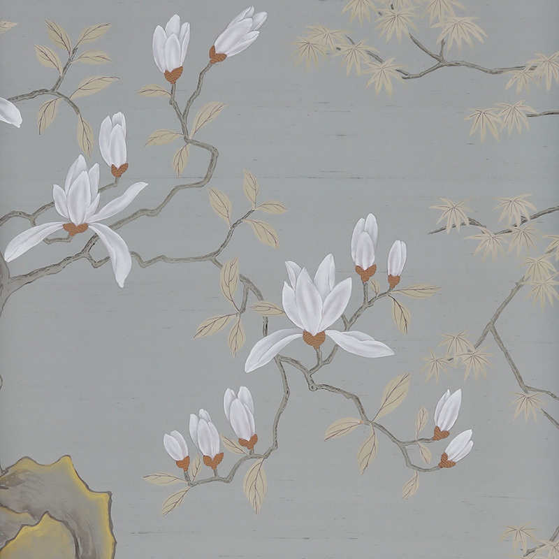 Обои ручная роспись Summer Night Blossom Colourway SC-122 on Wood Ash slub silk Обои ручная роспись Summer Night Blossom Colourway SC-122 on Wood Ash slub silk в Саратове | Loft Concept