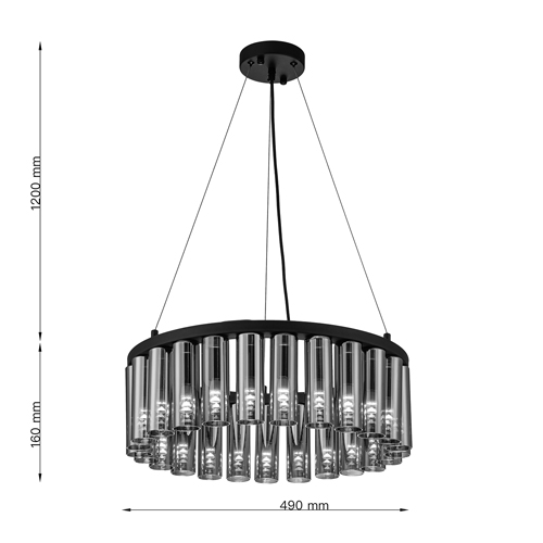 Люстра со стеклянными цилиндрическими плафонами Luminous Cylinders Smoky Round в Саратове