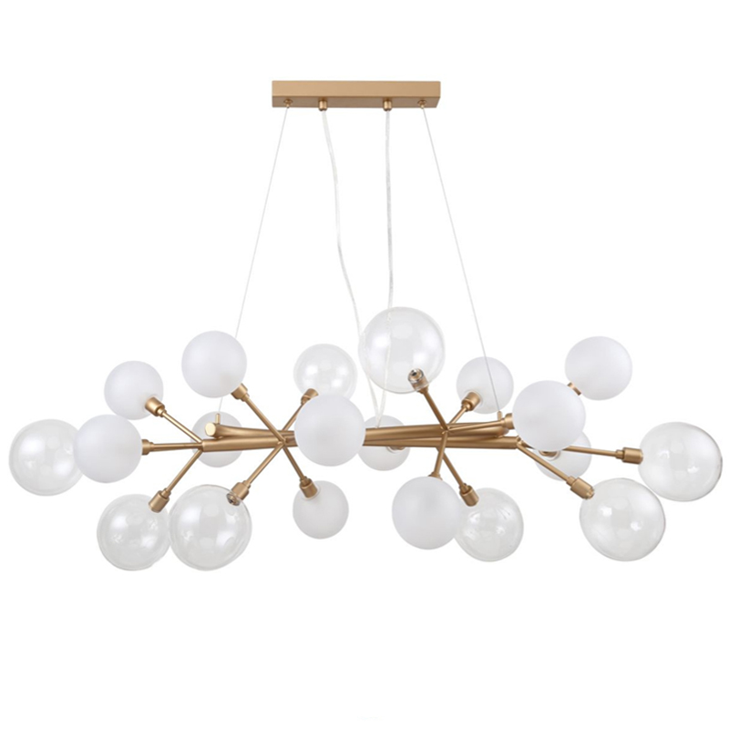 Люстра Berries Chandelier Rectangle White 100 матовое золото Прозрачный Прозрачный белый в Саратове | Loft Concept 