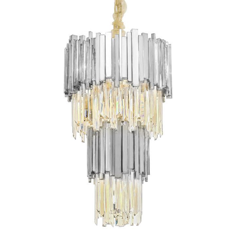 Люстра многоярусная Luxxu Modern Cascade Chandelier Silver Metal Glass 45 Серебряный Прозрачное Стекло в Саратове | Loft Concept 