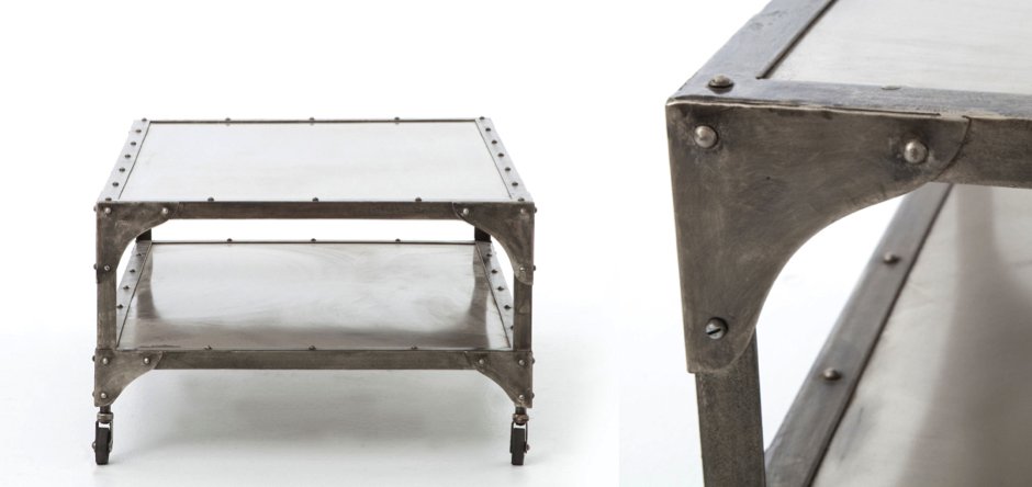 Кофейный стол Industrial Steampunk Nickel Coffee Table Кофейный стол Industrial Steampunk Nickel Coffee Table - Loft-Concept в Саратове