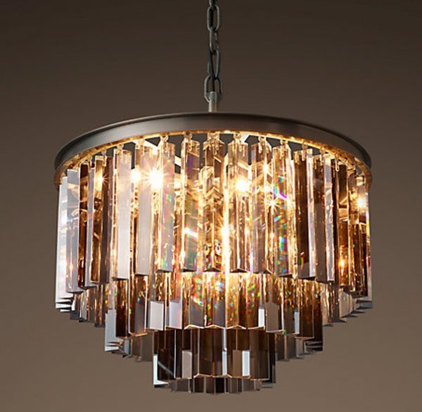 Люстра RH 1920s Odeon Smoke Glass Fringe Chandelier - 3 rings Черный в Саратове | Loft Concept 