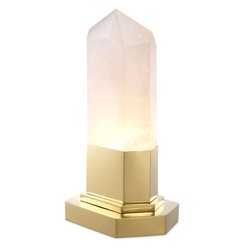 Настольная лампа Eichholtz Table Lamp Rock Crystal Золотой Молочный в Саратове | Loft Concept 