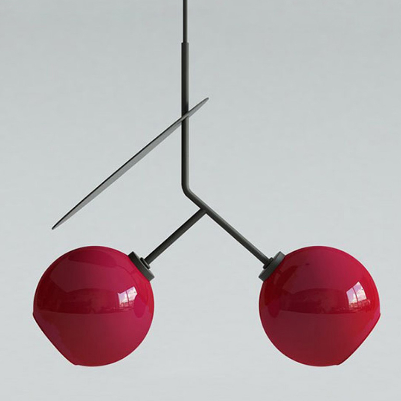 Подвесной светильник Cherry Pendant Double Red Красный Черный в Саратове | Loft Concept 