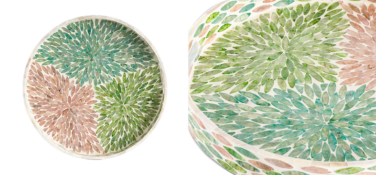 Поднос круглый с инкрустацией Louise - фото №1