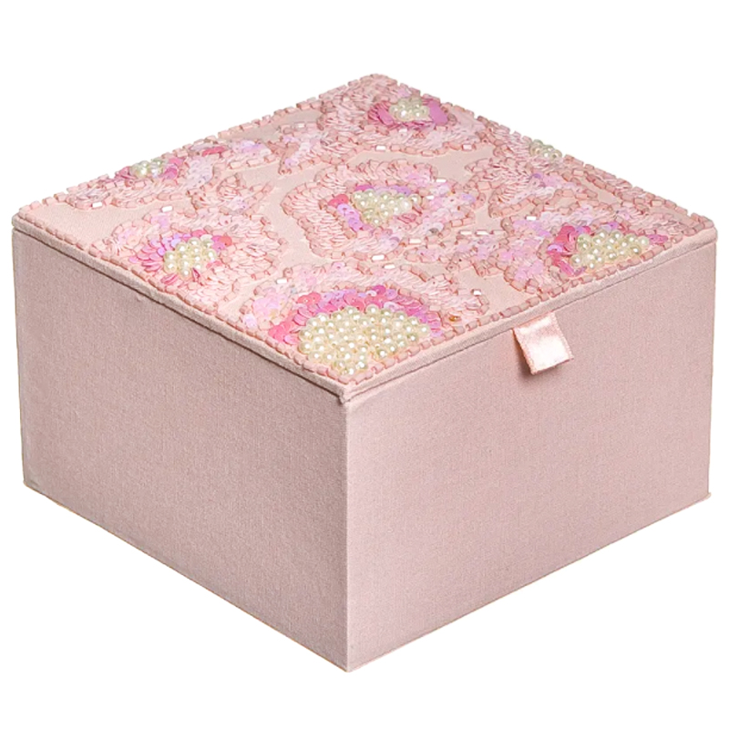 Шкатулка с вышивкой из бисера Fleur Beads Embroidery Box Розовый в Саратове | Loft Concept 