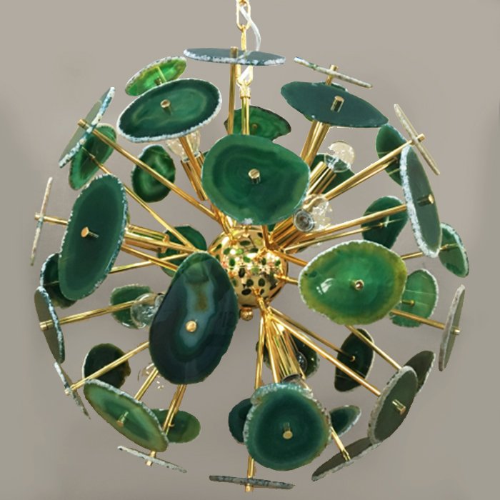 Люстра Agate Burst Chandelier Green Зеленый Золотой в Саратове | Loft Concept 