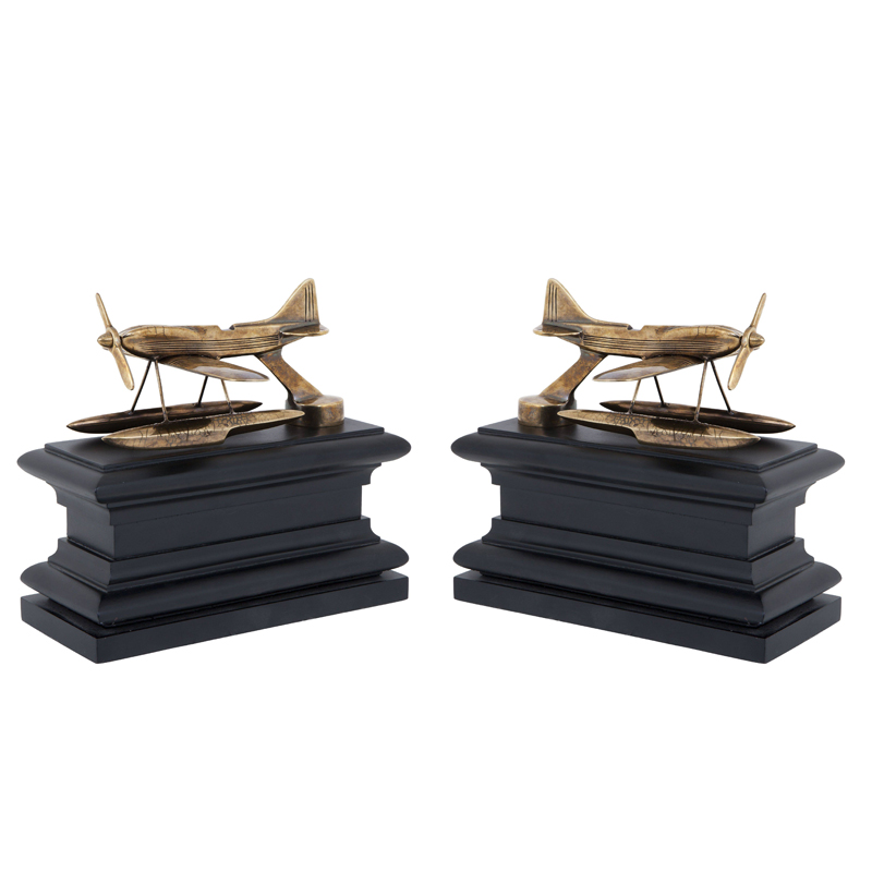 Держатель для книг Eichholtz Bookend Hydroplane set of 2 brass Латунь Античная полированная Черный в Саратове | Loft Concept 