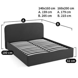 Двуспальная кровать с подъемным механизмом Mathise Bed Deep Blue в Саратове