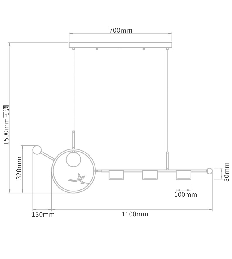 Линейный светильник Metal Wood Ring Leaf Linear Light в Саратове