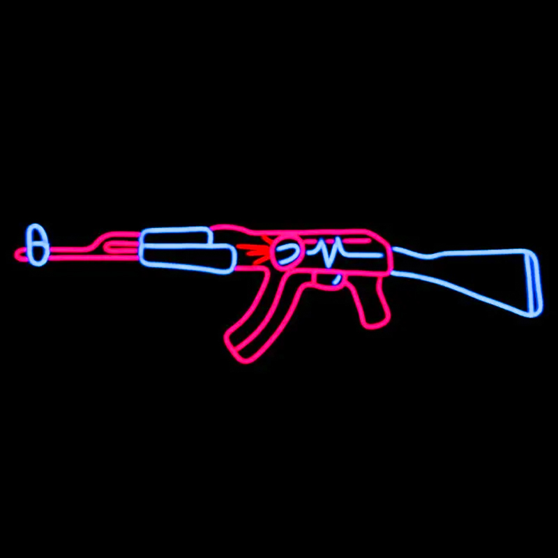 Неоновая настенная лампа Machine Gun Neon Wall Lamp Прозрачный Розовый Голубой в Саратове | Loft Concept 