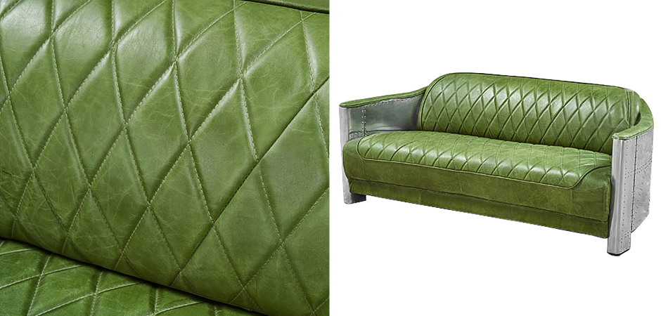 Диван Авиатор Sofa 2 seat зеленая кожа Диван Авиатор Sofa 2 seat зеленая кожа - Loft-Concept в Саратове
