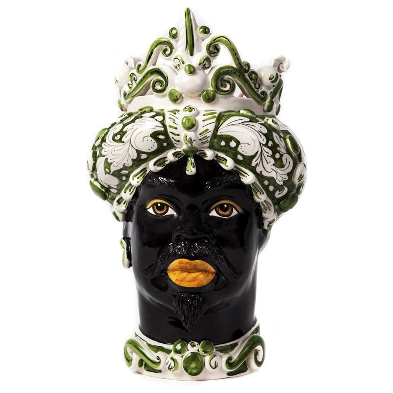 Ваза VASE MORO MAN MEDIUM green Черный Белый Зеленый Ваза VASE MORO MAN MEDIUM green Черный Белый Зеленый в Саратове | Loft Concept