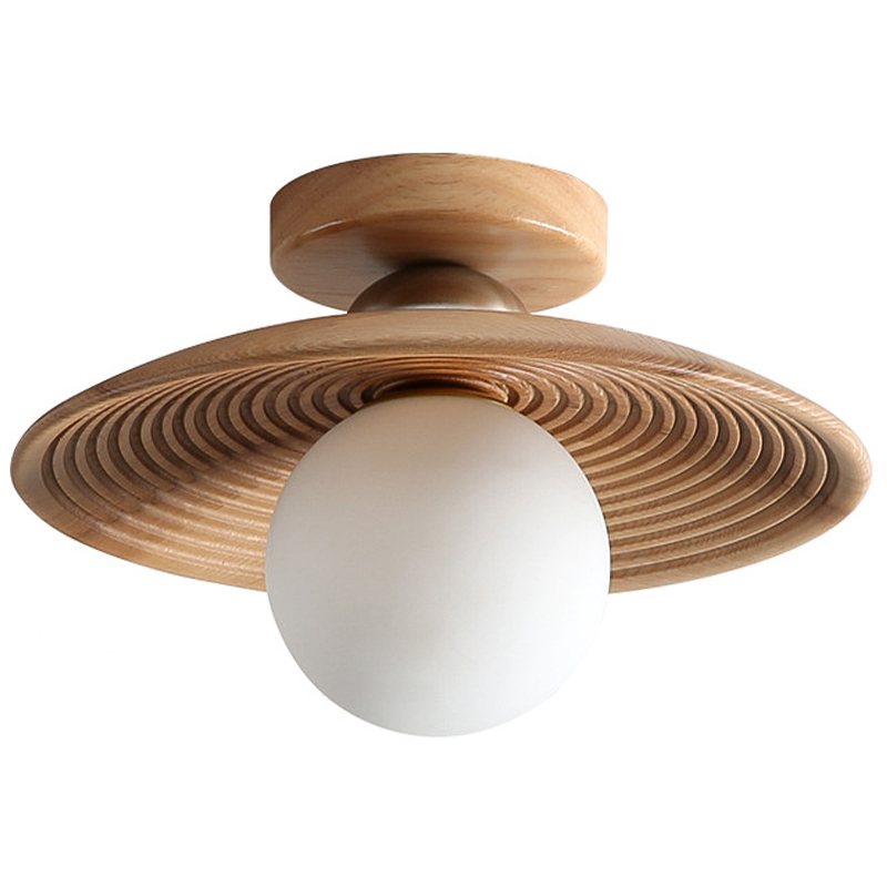 Потолочный светильник Ogata Wooden Light Коричневый Древесина Белое матовое стекло Потолочный светильник Ogata Wooden Light Коричневый Древесина Белое матовое стекло в Саратове | Loft Concept