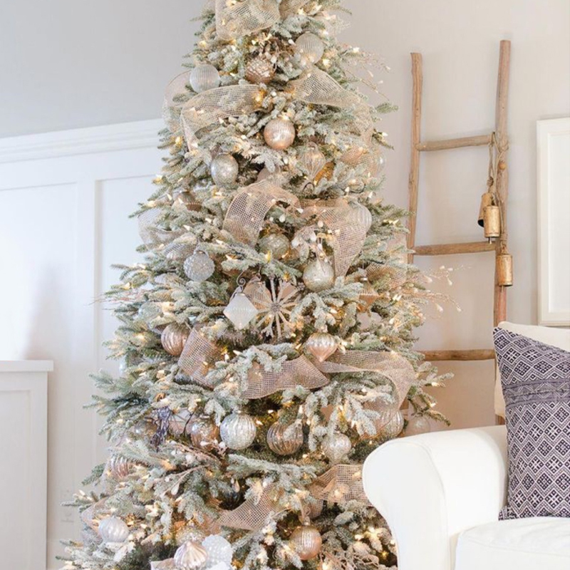 Дизайнерская Ель с Нежно-Розовым Декором Премиум Christmas Tree Pink and Silver Розовый пастельный Серебряный в Саратове | Loft Concept 