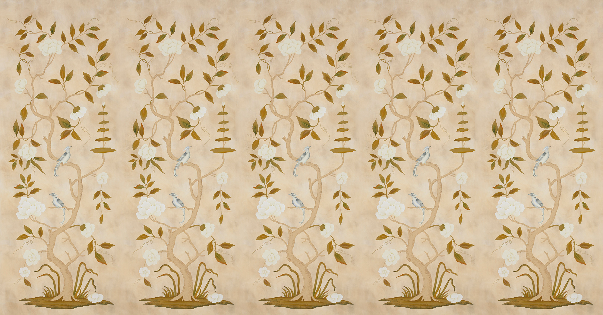 Обои ручная роспись Gustavian Tree of Life Special Colourway on Edo custom white painted silk Обои ручная роспись Gustavian Tree of Life Special Colourway on Edo custom white painted silk - постер Loft-Concept в Саратове
