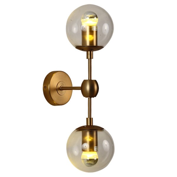 Бра Modo Sconce 2 Globes Gold Золотой Янтарь (Amber) Прозрачное Стекло в Саратове | Loft Concept 