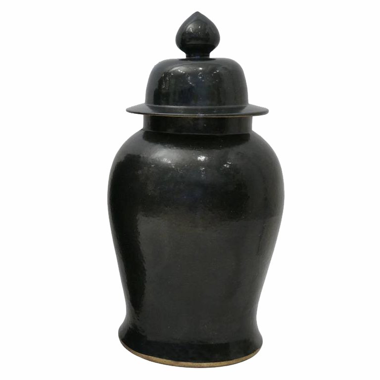 Ваза Black Ceramic Chinese Jars with Lids Черный в Саратове | Loft Concept 