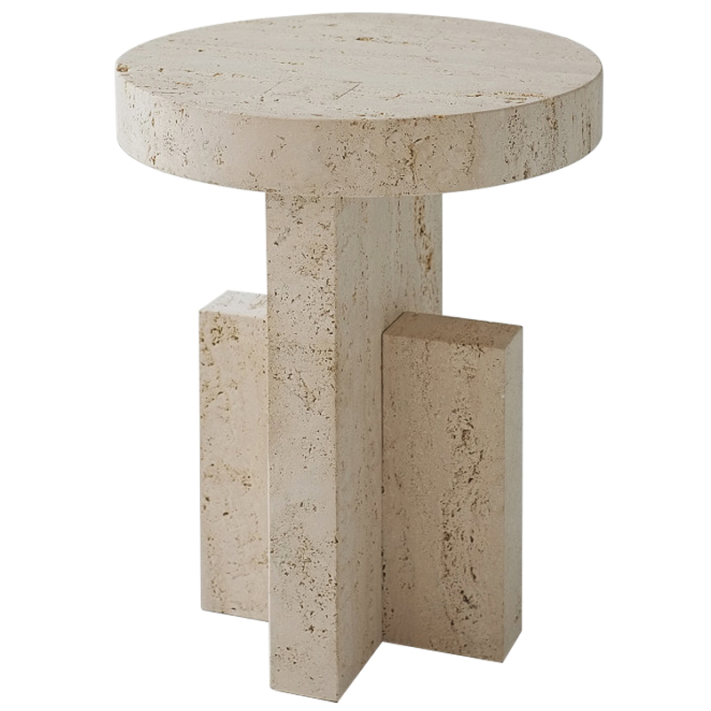 Приставной стол Clarence Travertine Side Table Бежевый в Саратове | Loft Concept 