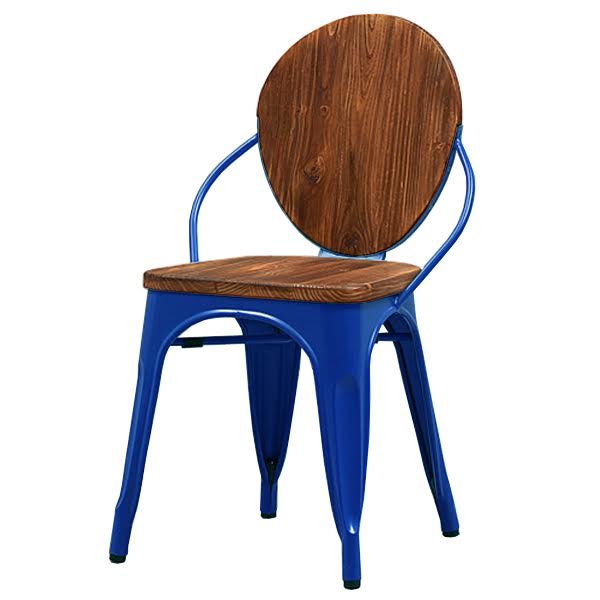 Стул Tolix chair Wooden Blue Дуб темный Синий в Саратове | Loft Concept 