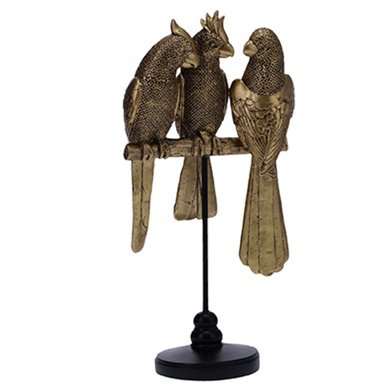 Статуэтка Three Golden Parrots Золотой Черный Статуэтка Three Golden Parrots Золотой Черный в Саратове | Loft Concept