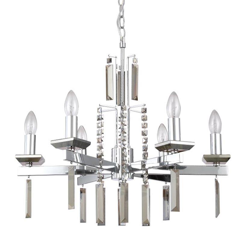 Люстра Vivien Crystal Chrome Chandelier 6 Хром Серый в Саратове | Loft Concept 