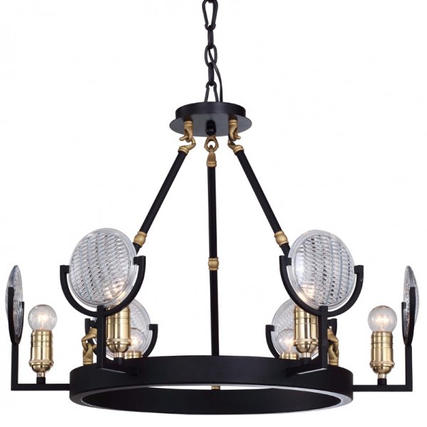 Люстра RH Gaslight Lens Chandelier 6 Черный в Саратове | Loft Concept 