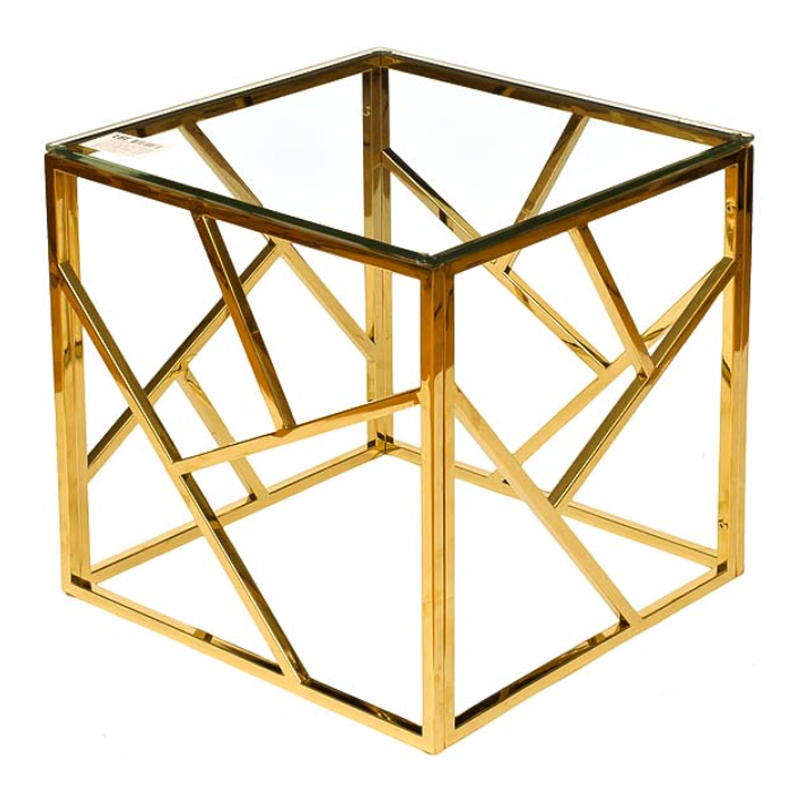 Приставной стол Serene Furnishing Gold Clear Glass Top Side Table Золотой Прозрачное Стекло в Саратове | Loft Concept 