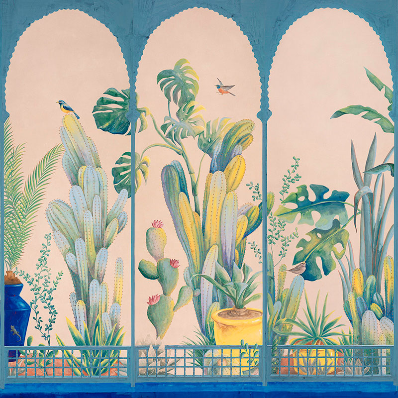 Обои ручная роспись Jardin Marrakech Majorelle on painted Xuan paper  в Саратове | Loft Concept 