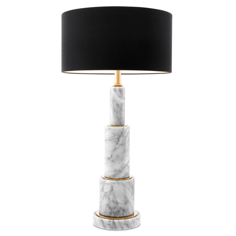 Настольная лампа Eichholtz Table Lamp Dax Белый Мрамор Bianco Черный Глянцевое золото в Саратове | Loft Concept 