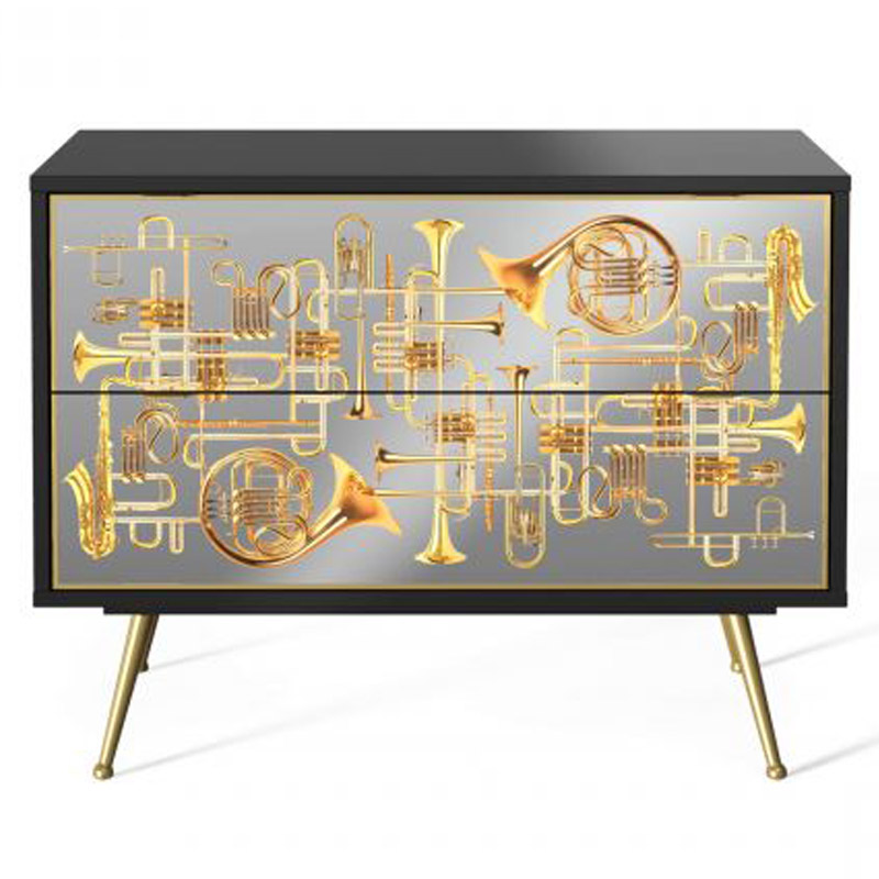 Комод Seletti Chest of Two Drawers Trumpets Золотой Черный Золотой Шампань в Саратове | Loft Concept 