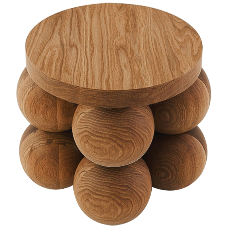 Приставной стол деревянный Wooden Spheres Unique Shaped Side Table Коричневый в Саратове | Loft Concept 