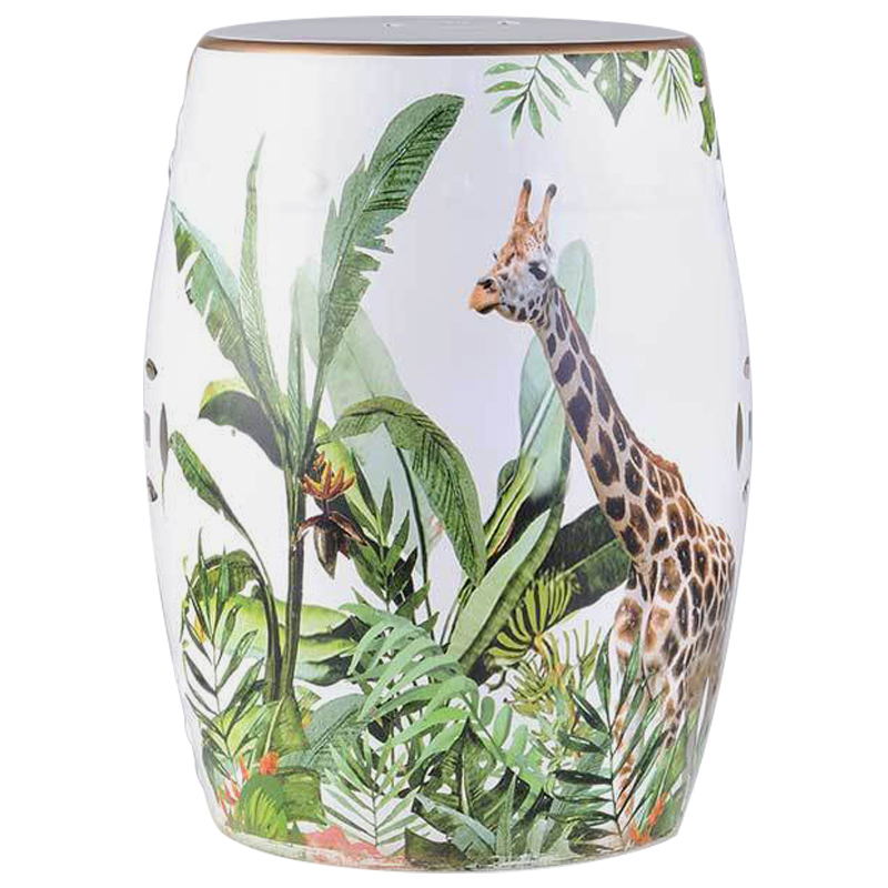 Керамический табурет Giraffe Tropical Animal Ceramic Stool White Белый Зеленый Коричневый в Саратове | Loft Concept 