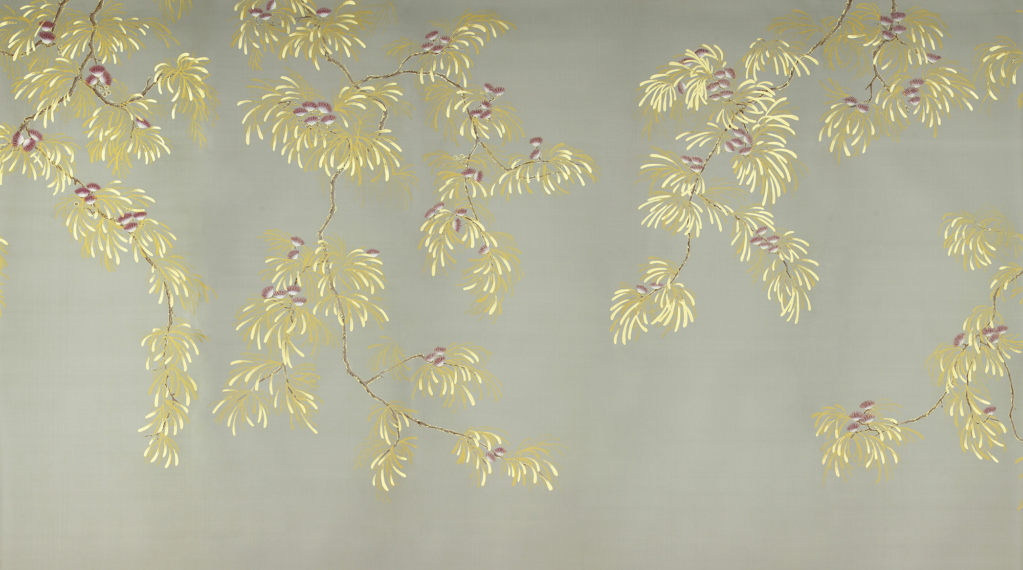 Обои ручная роспись Silk Tree Colourway SC-80 on Pale Grey dyed silk Обои ручная роспись Silk Tree Colourway SC-80 on Pale Grey dyed silk - постер Loft-Concept в Саратове