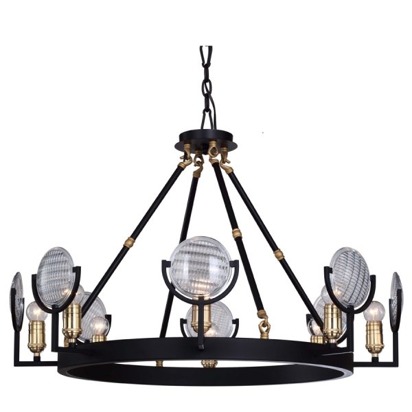 Люстра RH Gaslight Lens Chandelier 8 Черный в Саратове | Loft Concept 