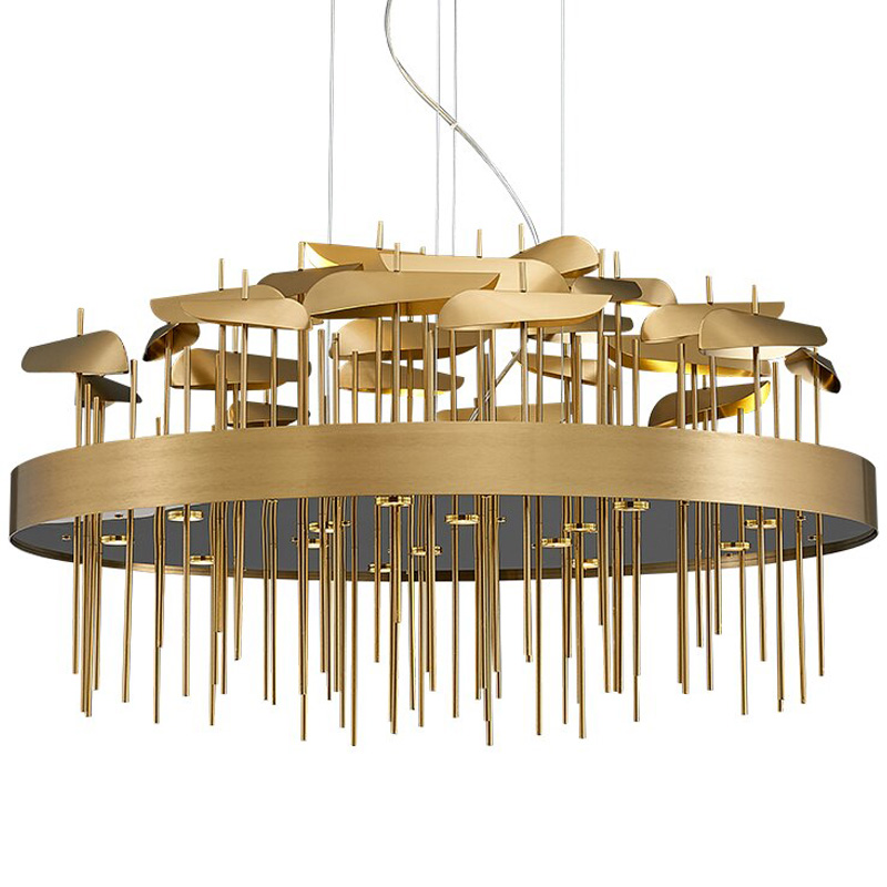 Светодиодная дизайнерская инсталляция ANODINE Perlina Disk Chandelier Золотой в Саратове | Loft Concept 