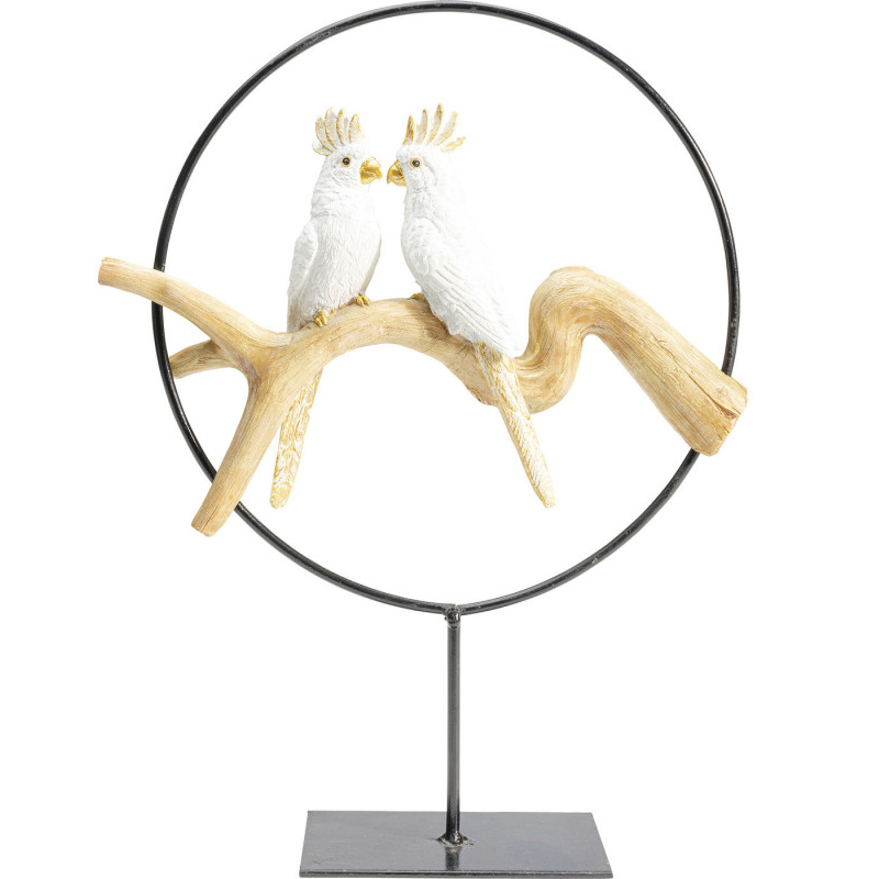 Статуэтка White Parrots in a ring Белый Древесина Черный Статуэтка White Parrots in a ring Белый Древесина Черный в Саратове | Loft Concept